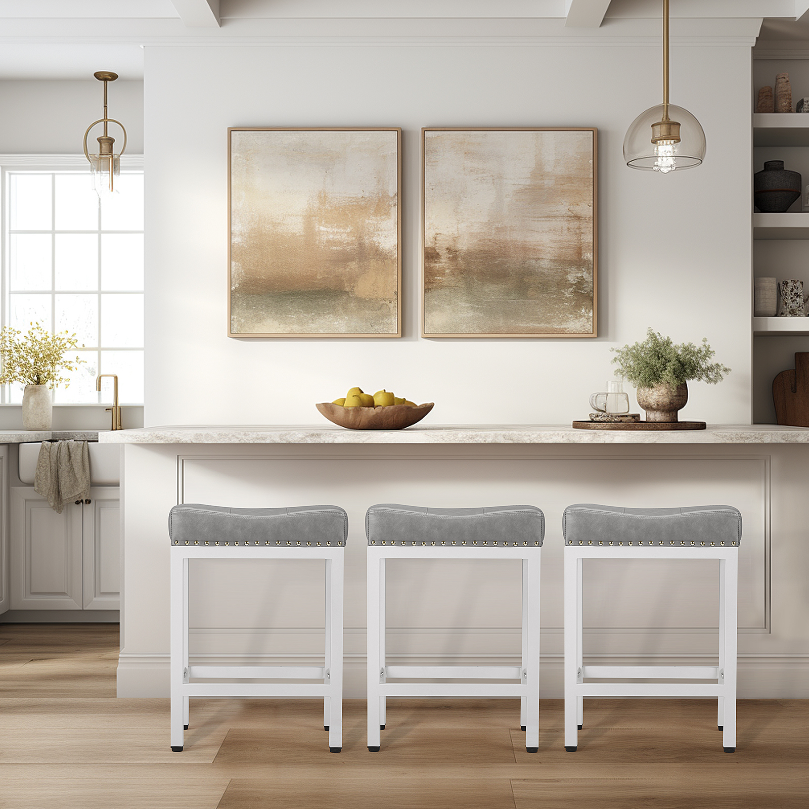 Saddle Bar Stool Kitchen Stools, Sturdy Steel Frame — image 12