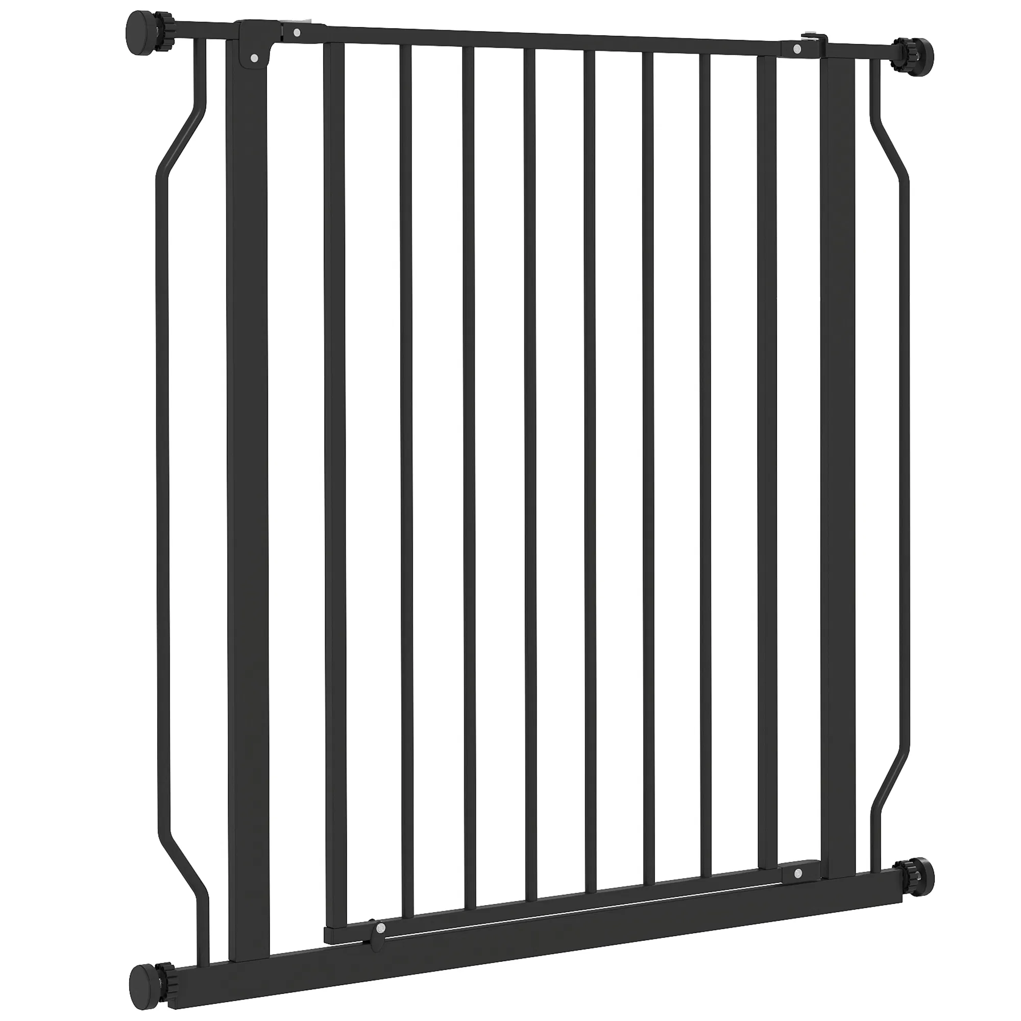 30"- 34" Easy Install Pet Gate w/ Door & Double Locking System, Extra Wide Dog Gate for Stairs, Hallways, Black — image 1