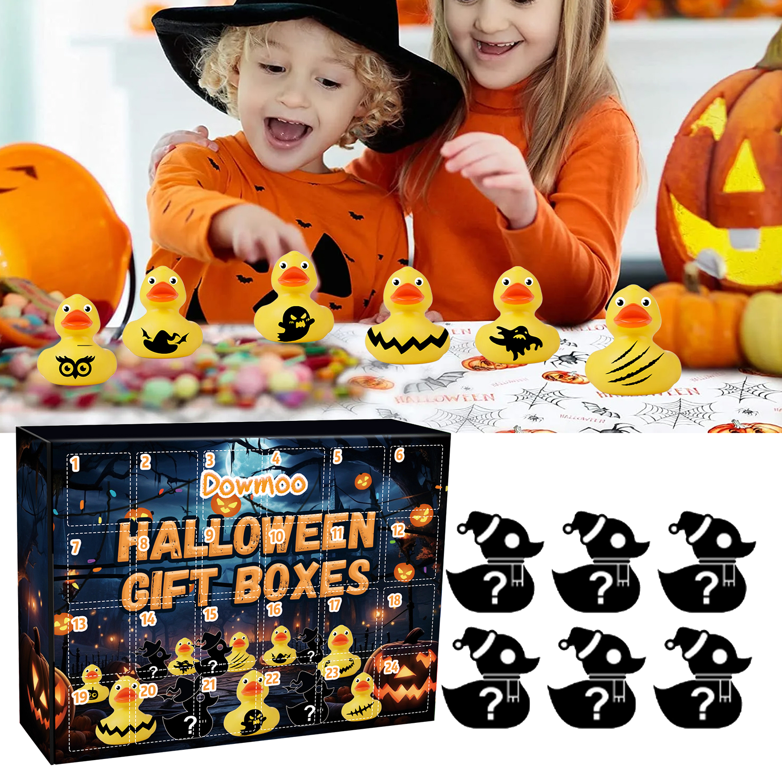 Halloween Duck Blind Box, Advent Countdown 24 Grid Surprise Decoration Rubber Duck Toy Gift Box — image 2