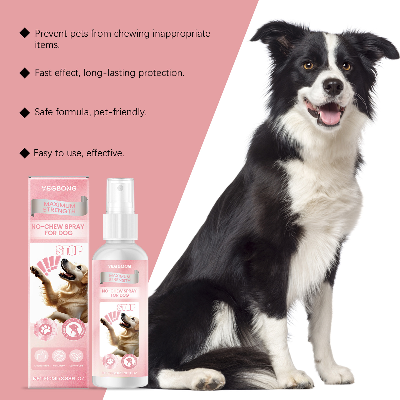 No Chew Spray For Dogs, Anti Chew Deterrent Spray To Stop Pets From Destroying Furniture, Safe With Glycerin & Mint Extract, 100ml — image 3