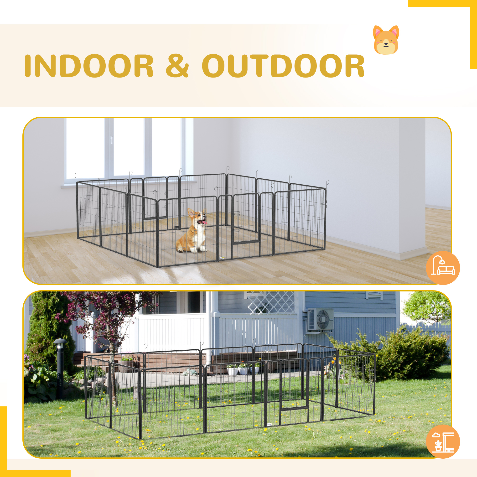 Corral para Perros de 24 Paneles para Perros Pequeños y Medianos con Puerta con Seguro, 15.7 x 15.7 x 2.6 — imagen 8