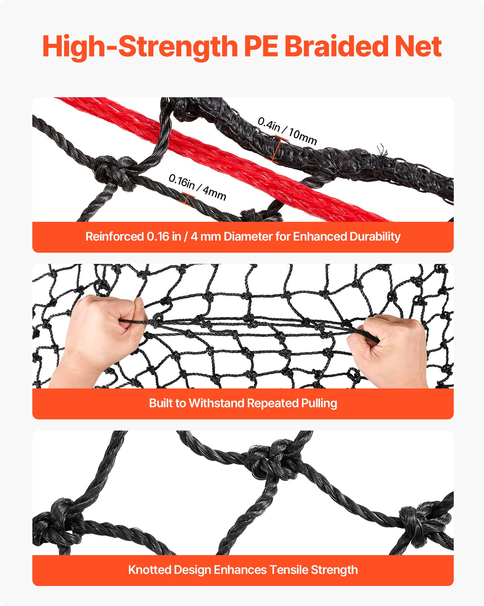 Round Bale Hay Net, 4.92 X 4.92 X 4.92 Ft, 1.75 Inch Holes, PE Material, Reinforced Knotted Design, With Zip Ties, Needle Shuttle, And Repair Twine, Slow Feeder Round Bale Net For Horses — imagen 2