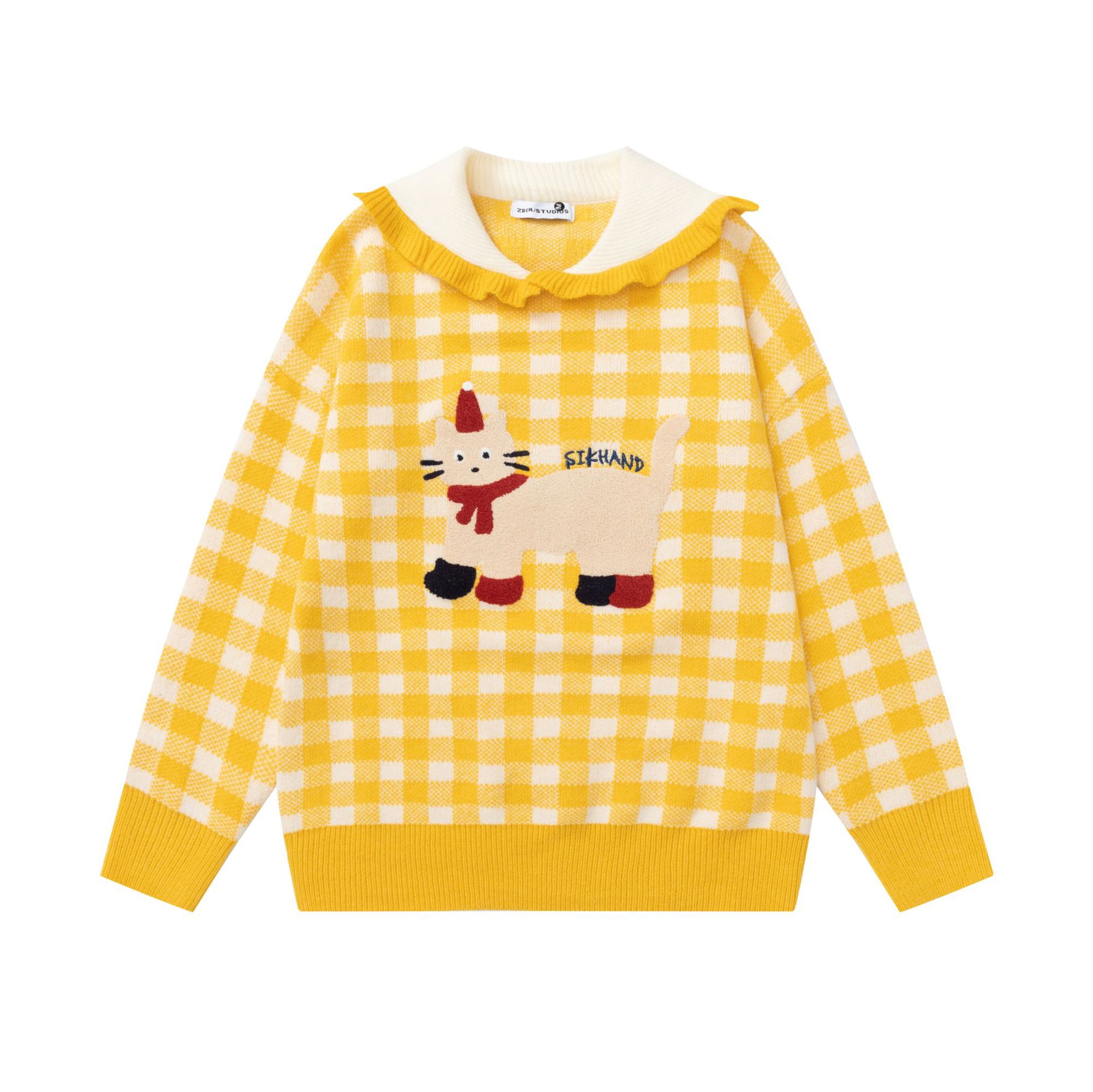 Big collar cat embroidered sweater — image 7