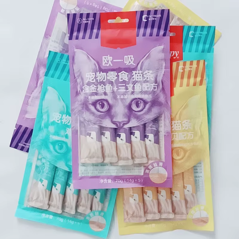 3 Unidades de Comida Húmeda para Gatos Jóvenes, Snacks para Mascotas Tiras para Gatos, Paquete de Snacks Líquidos para Gatos, Fórmula de Pudín de Pollo, Atún+Vieiras y Salmón, Sabores Surtidos — imagen 3