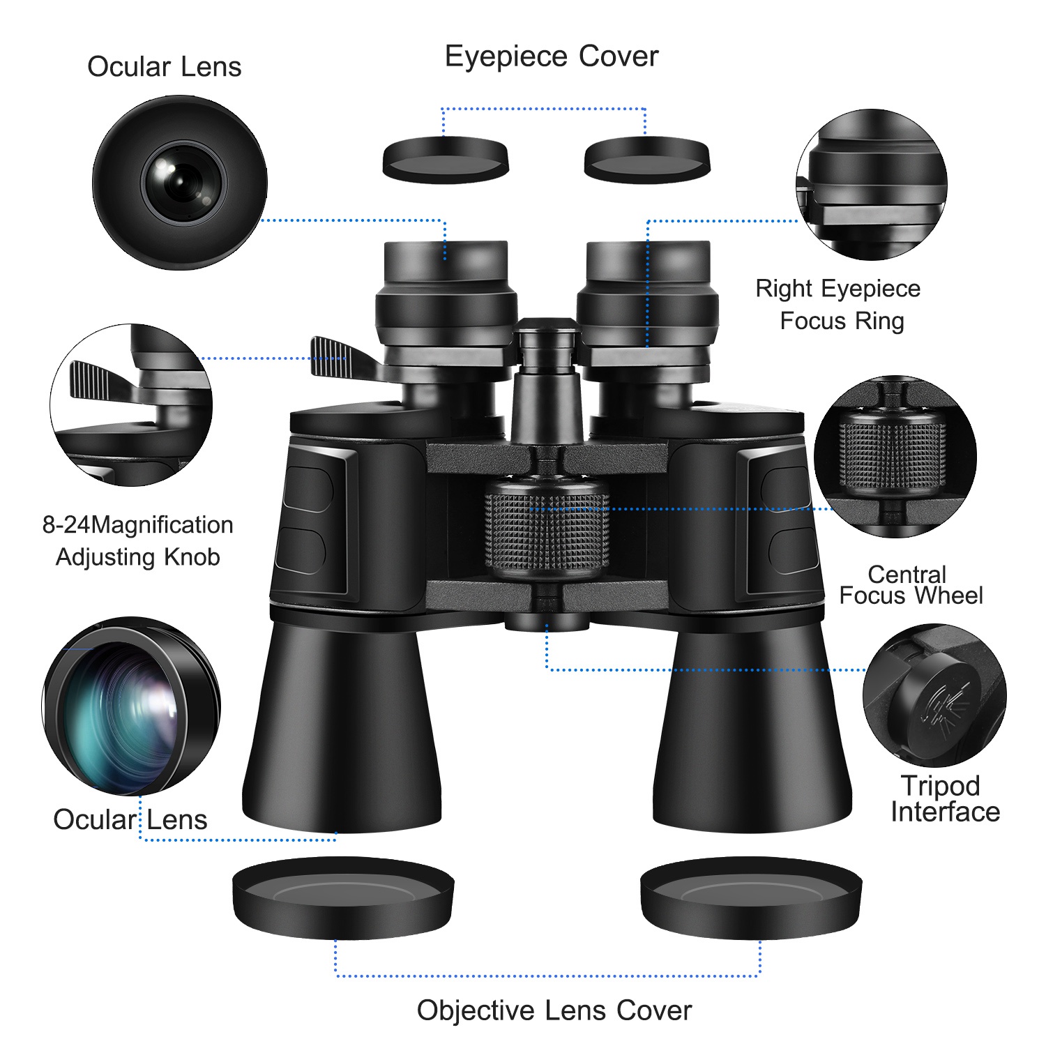 Binoculares Portátiles con Zoom y Lente FMC Visión Nocturna en Baja Luz para Observación de Aves, Caza, Eventos Deportivos y Conciertos, para Adultos y Niños — imagen 5