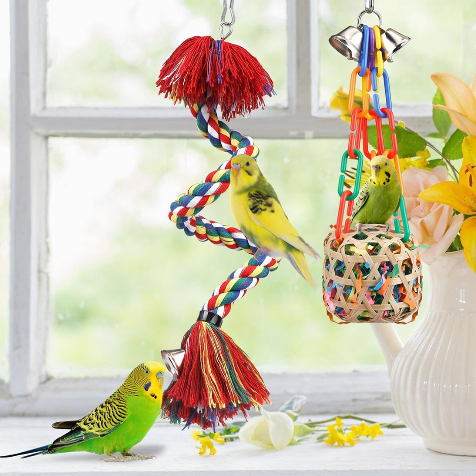 Bird Rope Perch Toy With Bell, Colorful Chew & Foraging Toy For Parrots — image 2