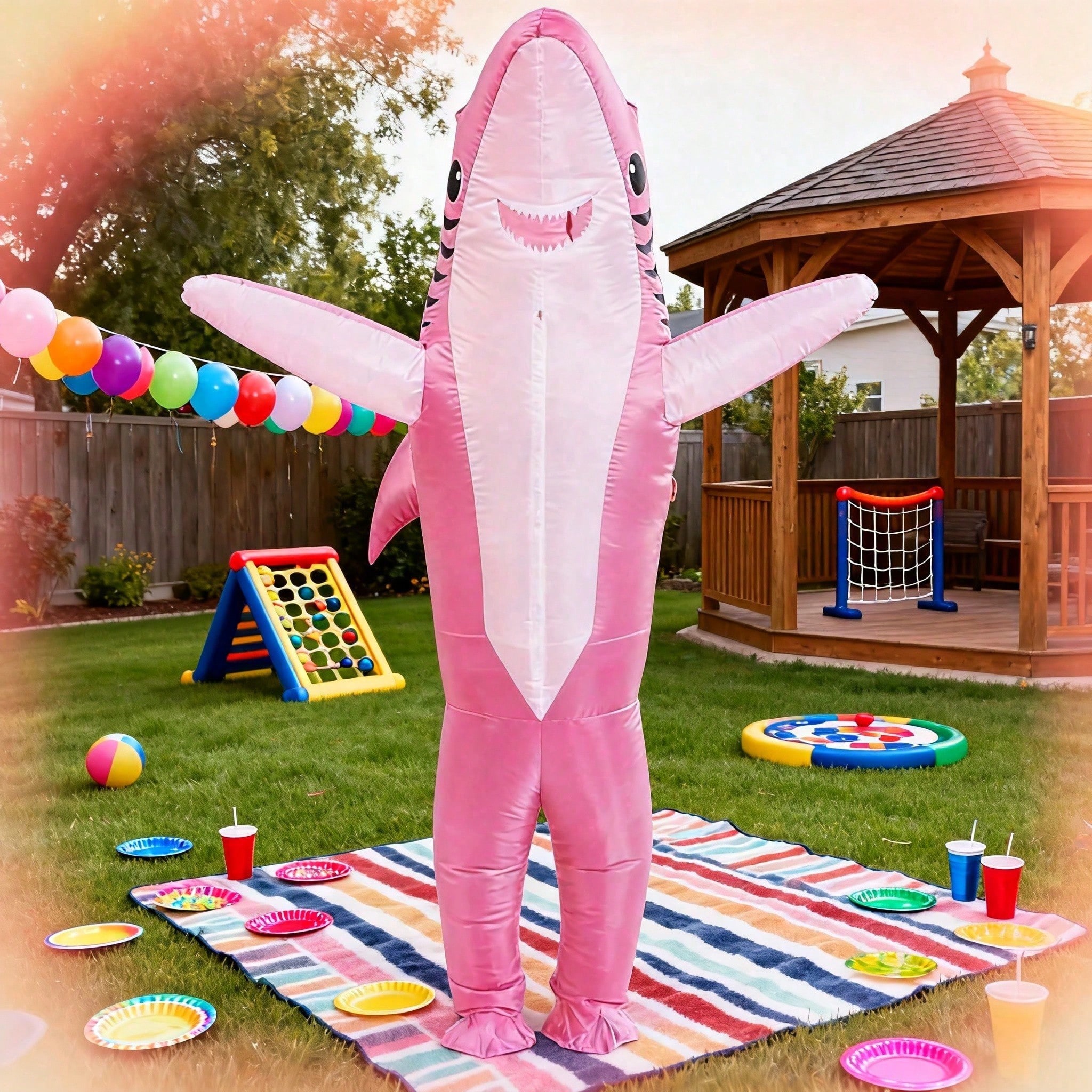 Regalo Perfecto para San Valentín, Disfraz de Tiburón Inflable, Ropa de Hilo para Fiesta de Halloween y Cumpleaños — imagen 2