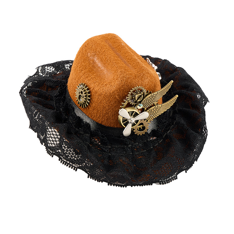 Sombrero Gótico Mini de Encaje para Mascotas Accesorio de Cabello de Muñeca Sombrero de Aviador — imagen 4