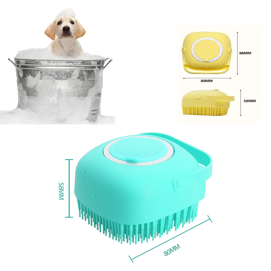 Pet Grooming Bath Massage Brush With Soap And Shampoo Dispenser Soft Silicone Bristle For Long Short Haired Dogs Cats Shower — image 4