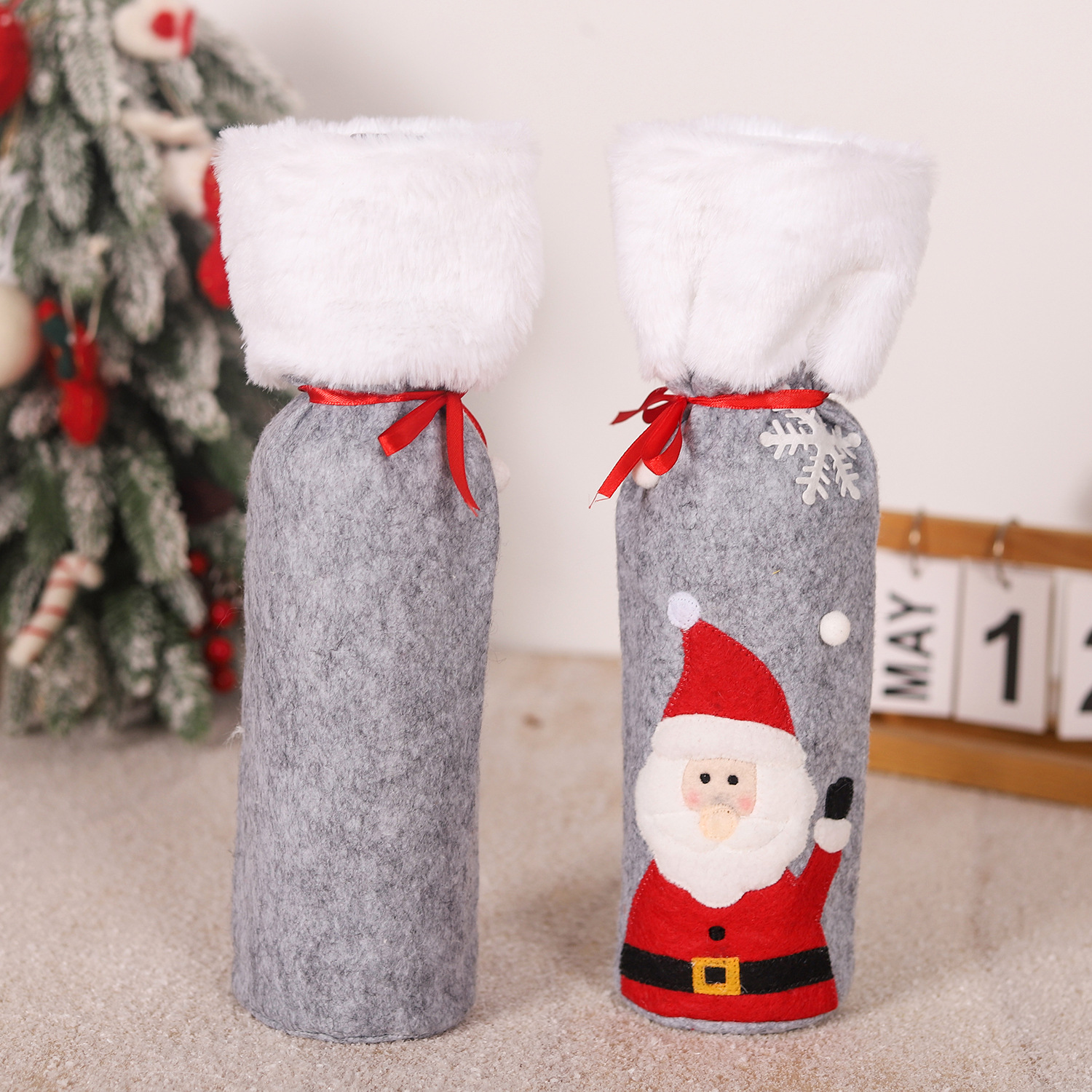 Christmas supplies red wine bottle covers elderly snowmen elk red wine bags household items — image 4