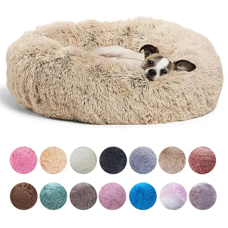 40-90cm 6 Sizes Round Pet Bed for Large Dog Bed Super Soft Cat Bed Plush Dog House for Medium Dog House Winter Warm Sleeping — image 1