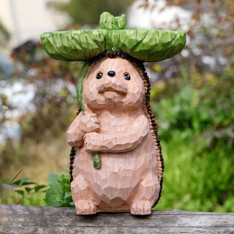 Estatua de Hámster de Resina para Jardín con Hojas y Comida para Pájaros - Decoración Creativa para Regalos o Ornamentos — imagen 2