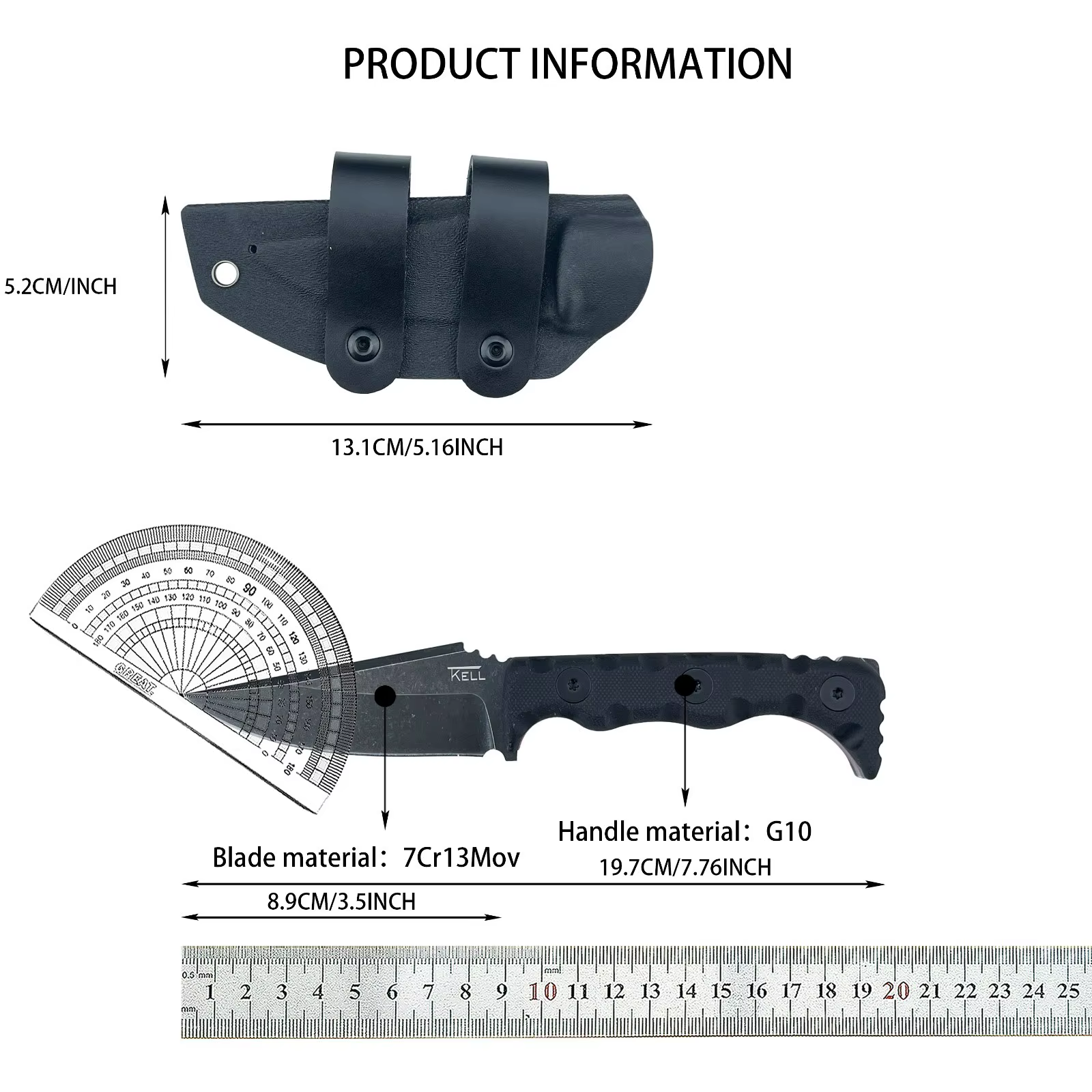 TKELL 003 Knife Multi-functional Wilderness Rescue Tool EDC Straight Knife Cutting Knife Outdoor Camping & Fishing Gear with K Sheath Good Gift Ideas for Festivals — image 8