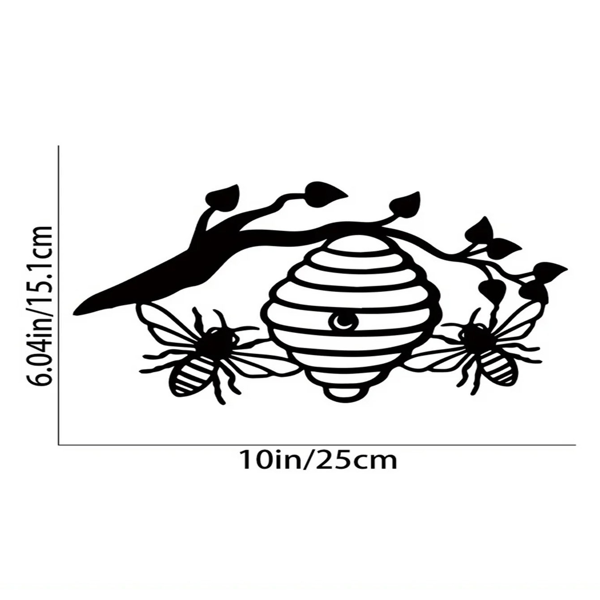 Arte de Pared de Hierro Amarillo Solano con Abeja y Silueta de Árbol para Exterior - Decoración de Jardín Colgante — imagen 5