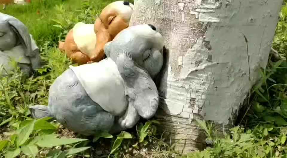 Garden decoration decorations, garden cartoon rabbits, sleeping rabbits — image 5