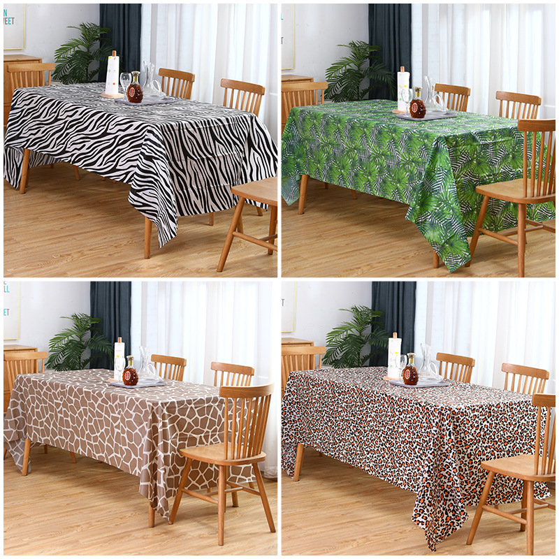 Waterproof and Oilproof Jungle Tablecloth Animal Stripe PEVA Tablecloth Party Decoration Disposable Tablecloth — image 1