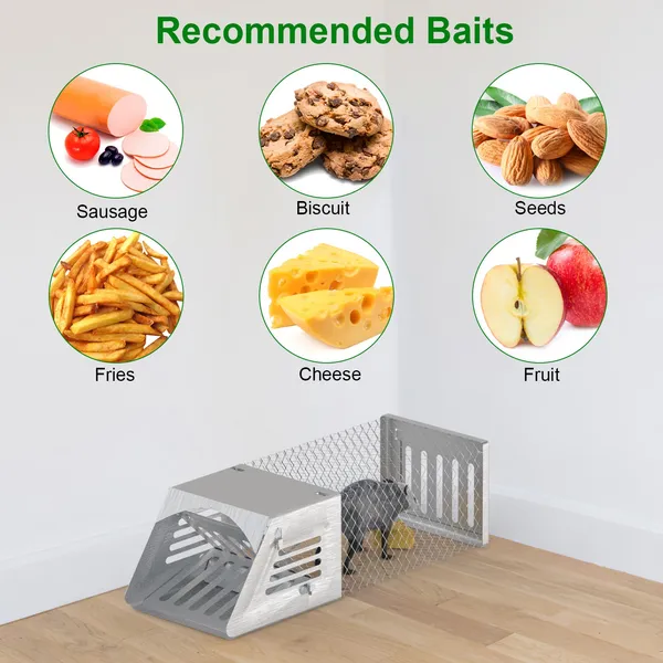2Pcs Humane Mouse Trap Cage No Assembly Need Automatic Continuous Rat Trap With Single Way Door Reusable Catch And Release Live Cage Trap For Rodents Moles Voles Mice — imagen 2