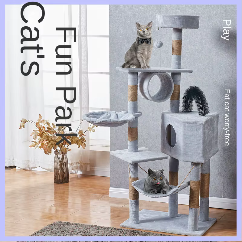 Gran Torre de Árbol para Gatos con Múltiples Hamacas, Torre de Rascar, Villa Training Aids, Muebles, Suministros de Productos para Mascotas — imagen 1