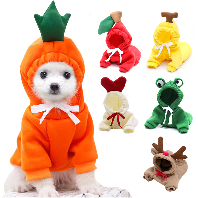 Cute Fruit Dog Clothes For Small Dogs Hoodies Winter Warm Fleece Pet Clothing Puppy Cat Costume Coat For French Chihuahua Outfit — image 8
