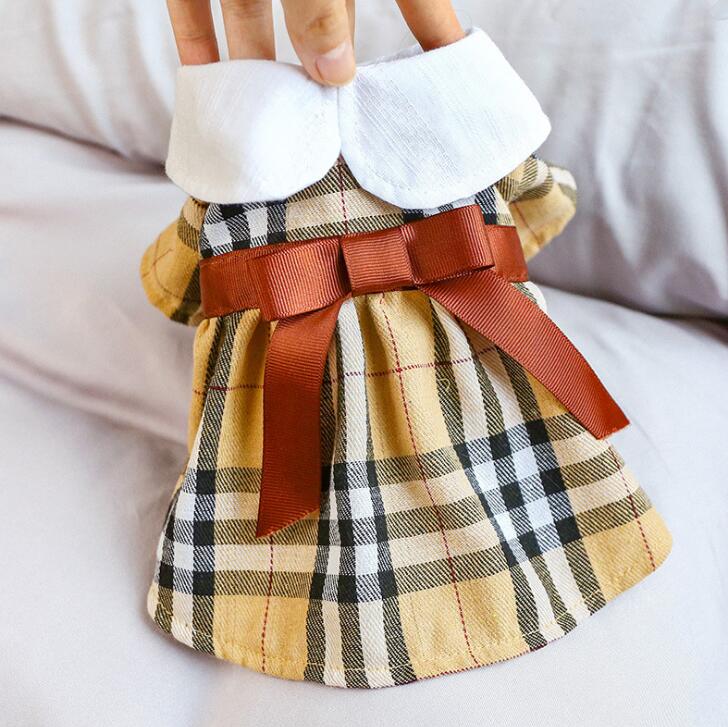 Dog Pet Plaid & Bow Dress Tutu Cat Puppy Checked Shirt Skirt Dresses Spring/Summer Clothes — image 5