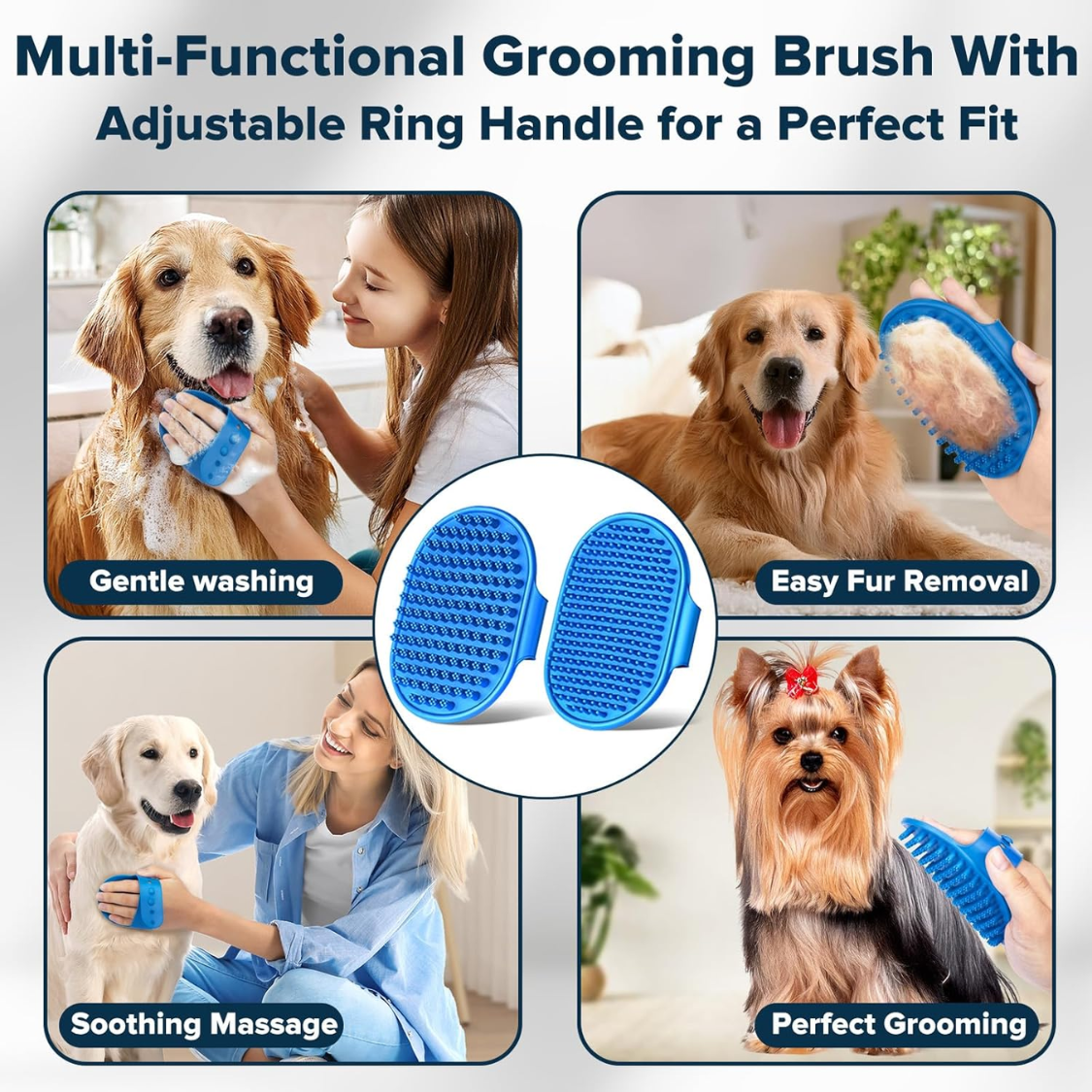 Set de 6 Piezas de Suministros de Baño y Aseo para Perros y Gatos: Guantes de Lavado, Cepillo de Baño y Cepillo de Ducha para Perros, Guantes de Aseo para Mascotas, Kit de Aseo para Perros — imagen 7