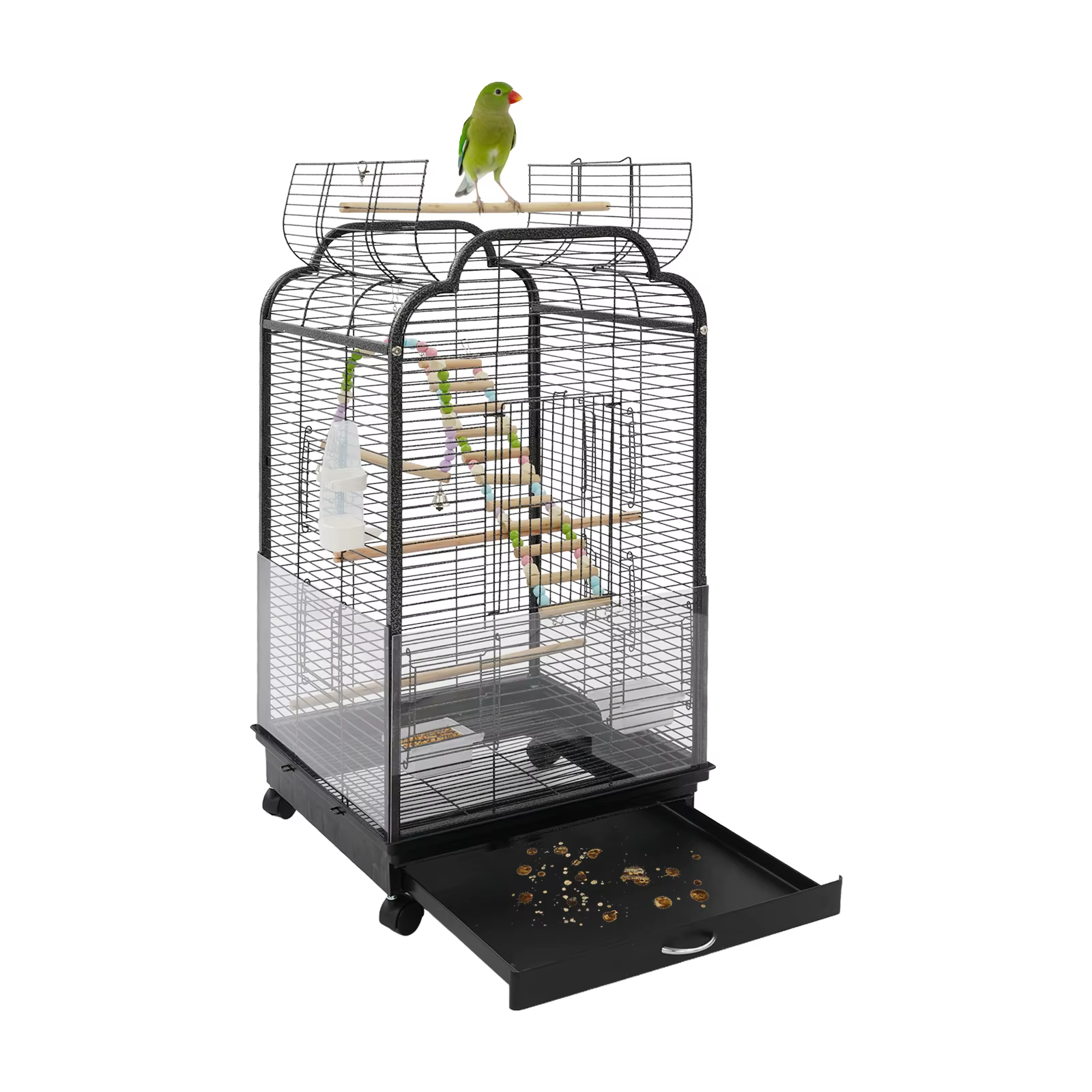 Casa para Pájaros de Hierro Grande con Techo Doble y Caja Retirable para Cacatúas Budgies y Loros — imagen 8