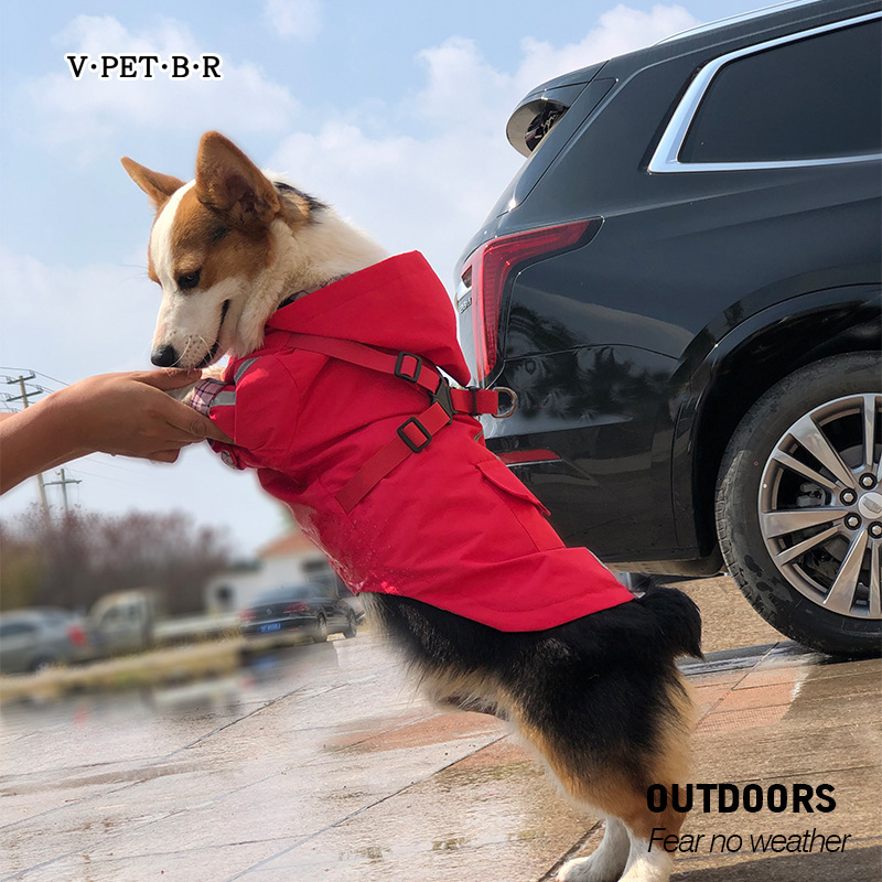 Pet Raincoat Dog All-Weather Raincoat Pu Outdoor Reflective Pet Poncho — image 2