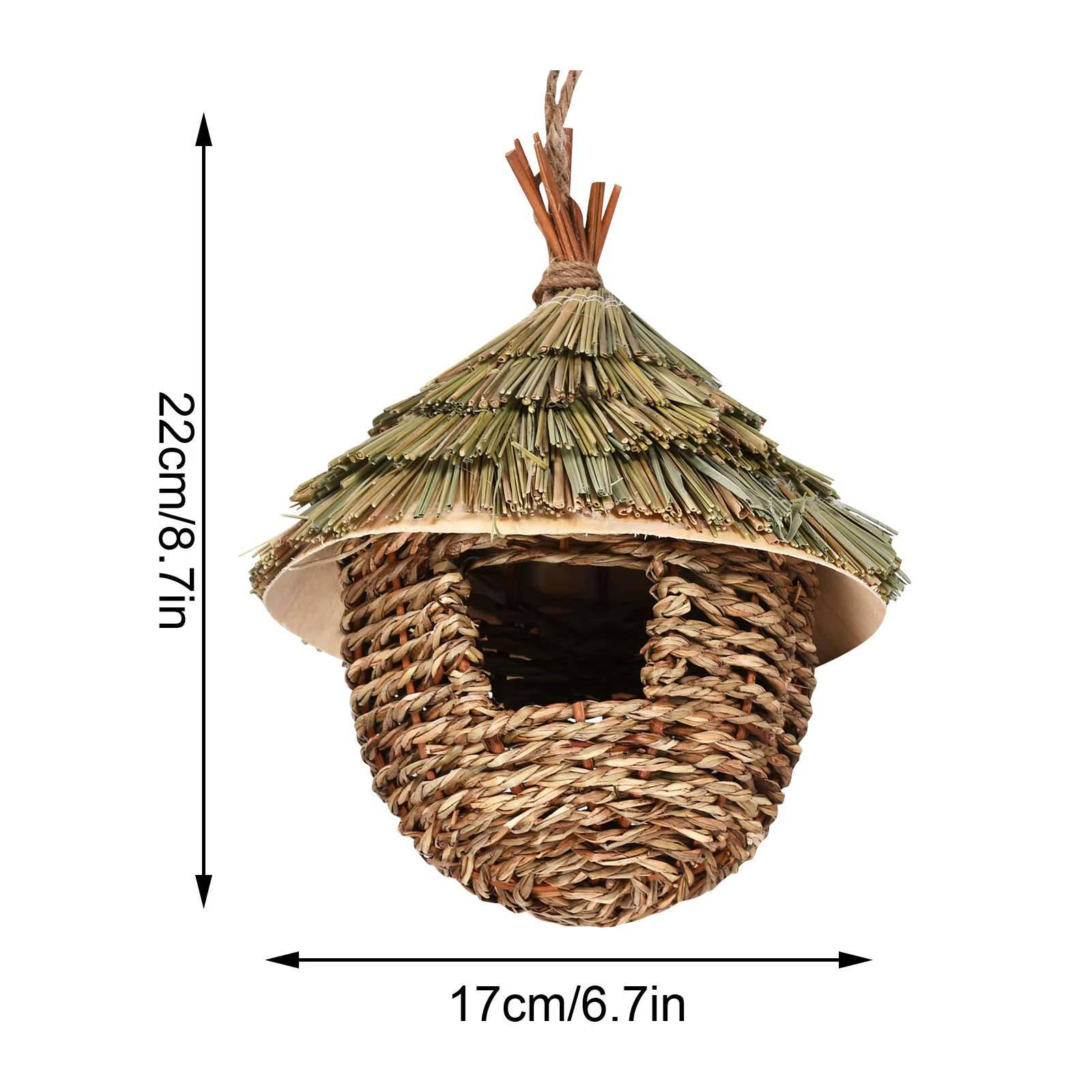 Birds Nest Bird Cage Natural Grass Egg Cage Bird House Outdoor Decorative Weaved Hanging Parrot Nest Houses Pet Bedroom — image 4