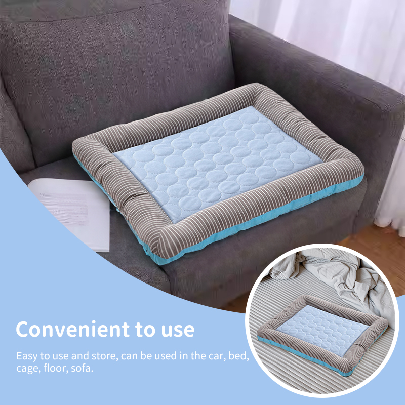 Cooling pet mats for dogs & cats (puppies/kittens): ice silk, breathable, soft summer pads in pink/blue — image 5