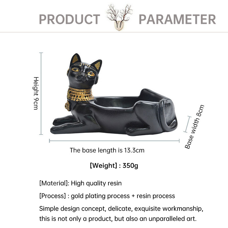 Ashtray Ornament Creative Egyptian Anubis & Cat & pharaoh Ashtray Resin Crafts office living room desktop home decoration — image 8