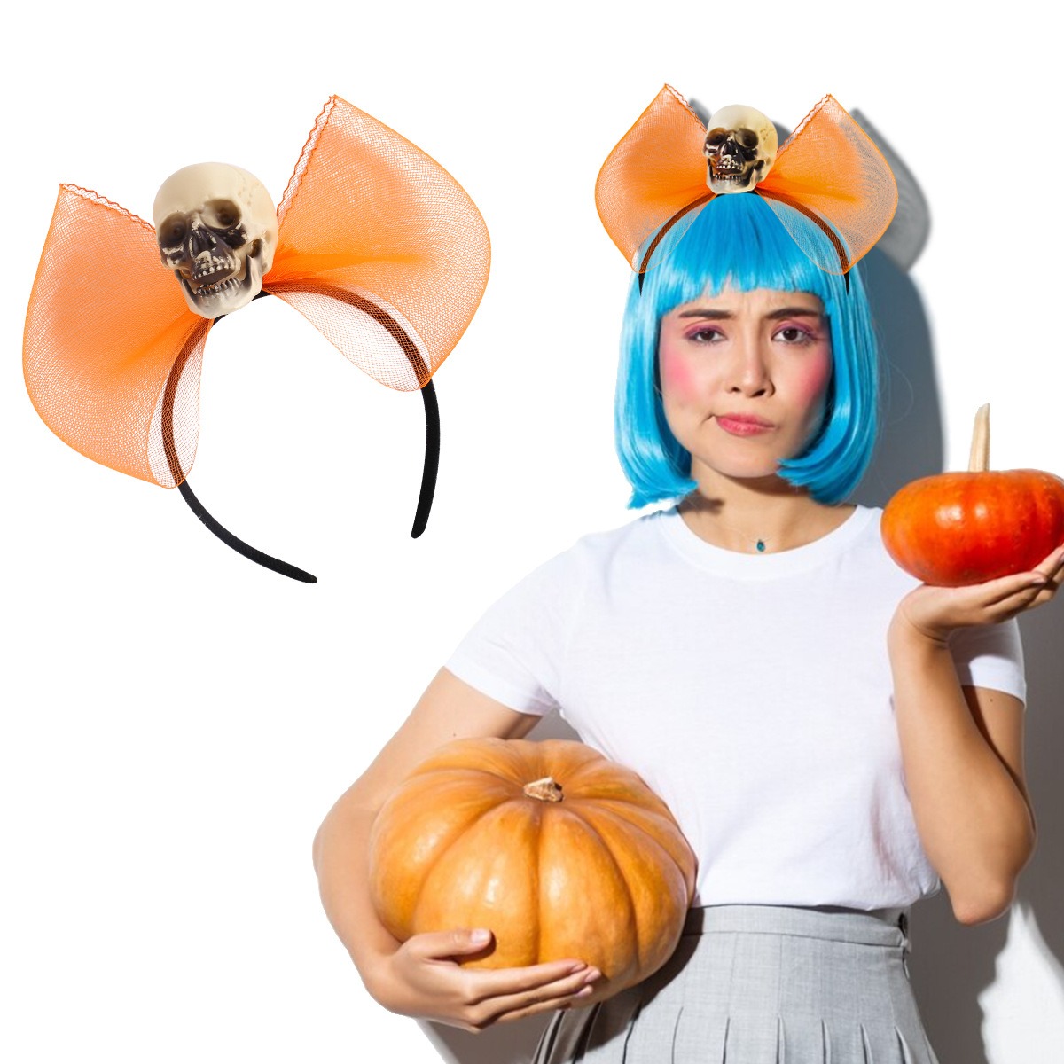 Creative Halloween skull head decoration headband ghost party dance party spider butterfly knot web headband buckle — image 9