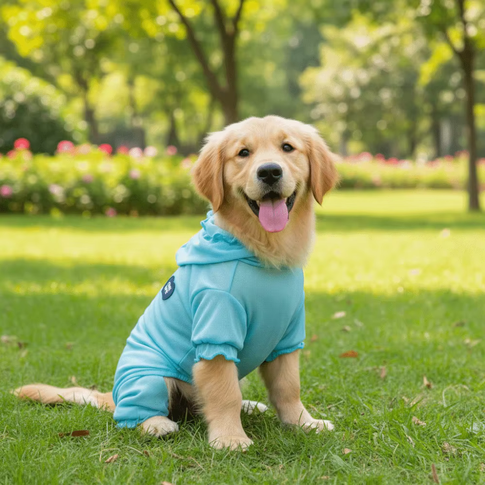 Pet Outfits Breathable Mesh Dog Cooling Clothing Soft Hooded Dog Pajamas Full Body Pet Apparel Spring Summer — image 3