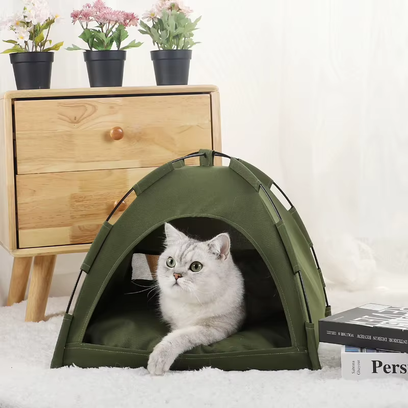 Pet Tent Bed Cats House Supplies Products Accessories Warm Cushions Furniture Sofa Basket Beds Winter Clamshell Kitten Tents Cat — image 2