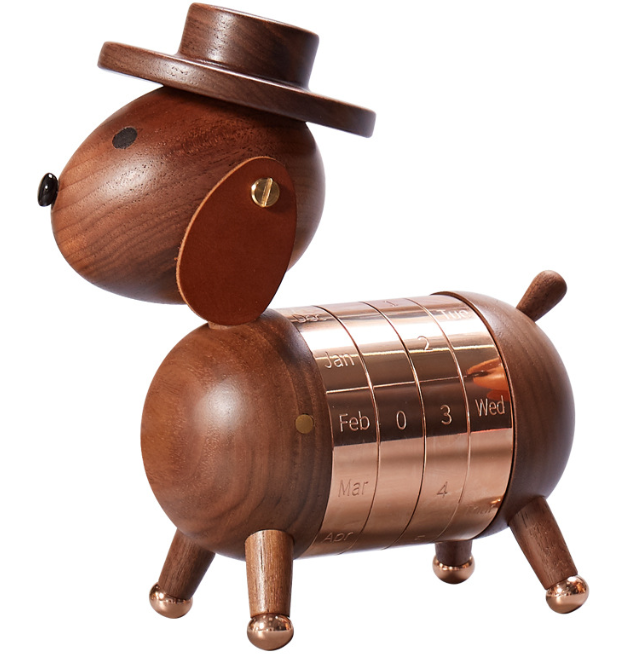 Regalo Artístico Creativo, Decoración Europea para el Hogar, Artesanía en Madera, Calendario de Perro Caballero — imagen 3