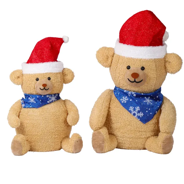 Set Of 2 Lighted Plush Bear Christmas Decorations, Pre-lit Pull Up Holiday Decor With 60 Warm White LED Lights For Xmas Outdoor Indoor Decor Lighted Holiday Displays — imagen 1