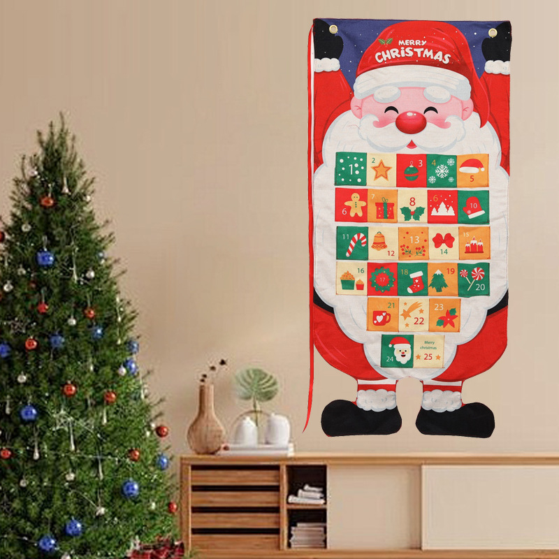 Christmas Printed Santa Claus Reindeer Decorative Hanging Cloth Window Display Scene Decoration — image 4