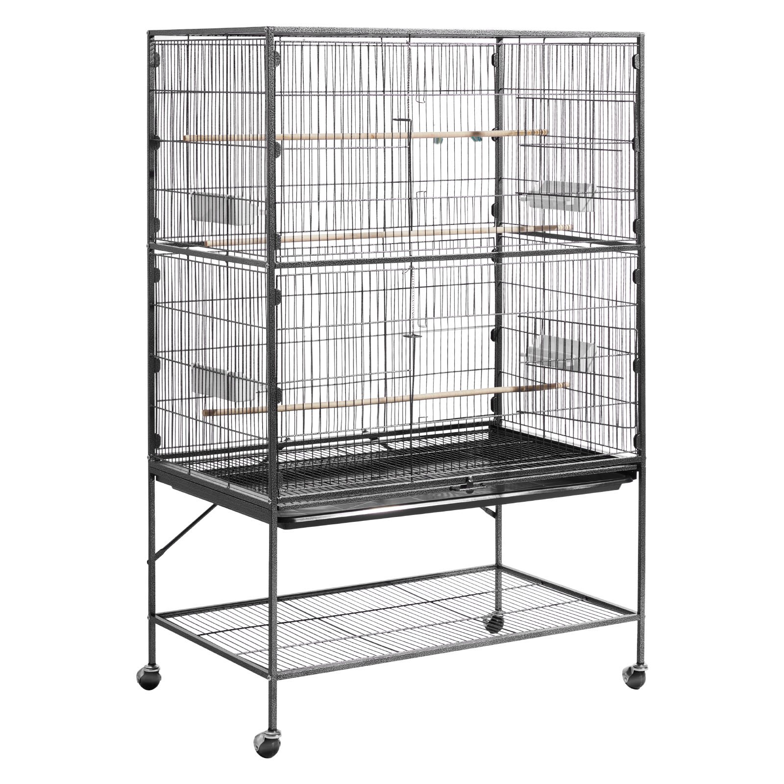 Bird Cage, 36.6 X 22.8 X 59.5 Inch, Flat Top, Wrought Iron Bird Flight Cage With Perches, Slide-Out Tray And Plastic Feeders, For Blue Tit, Cockatiel, Canary, Monk Parakeet, African Grey Parrot — image 1