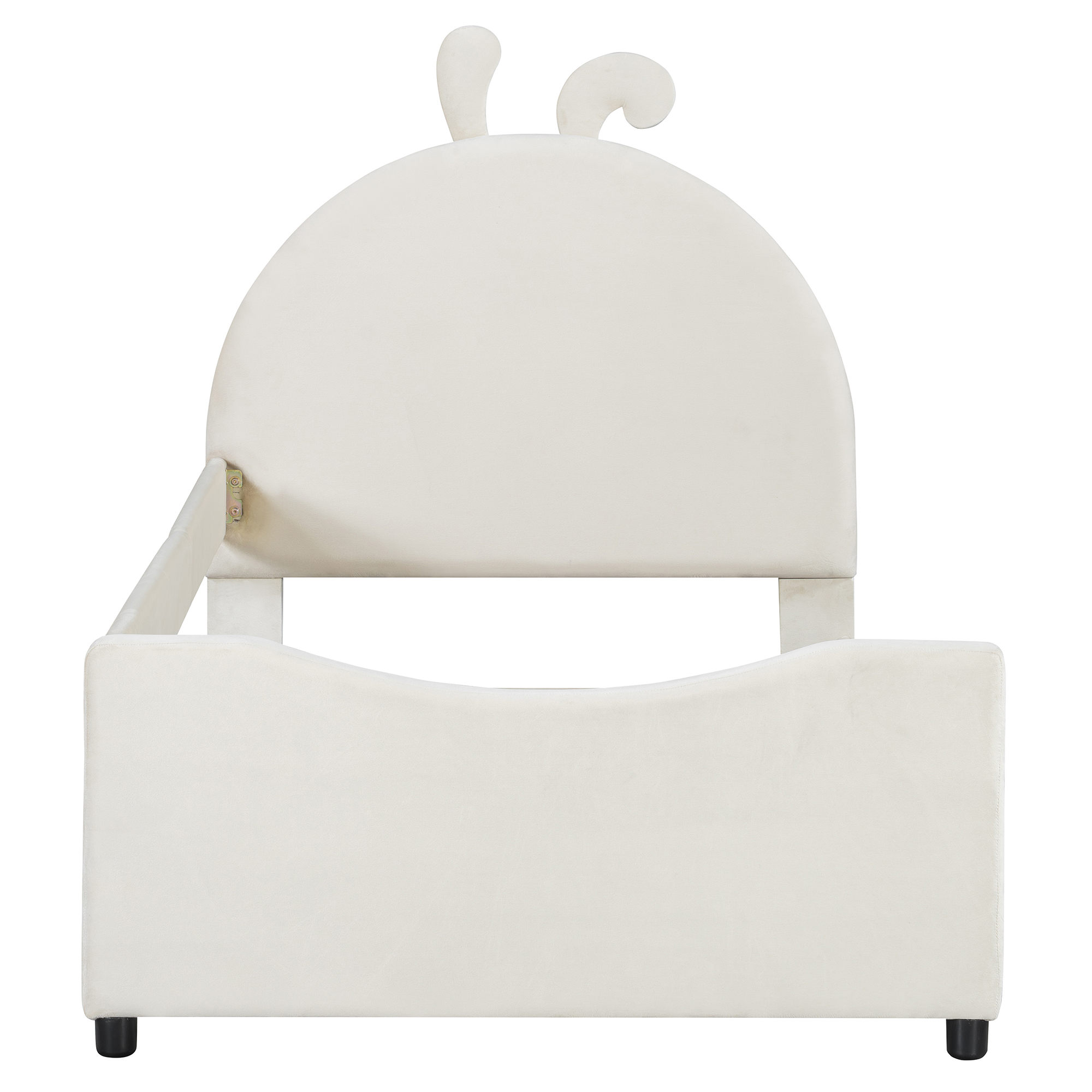 Cama de Twin con Armazón de Pared de Conejo y Cabecera Beige — imagen 2
