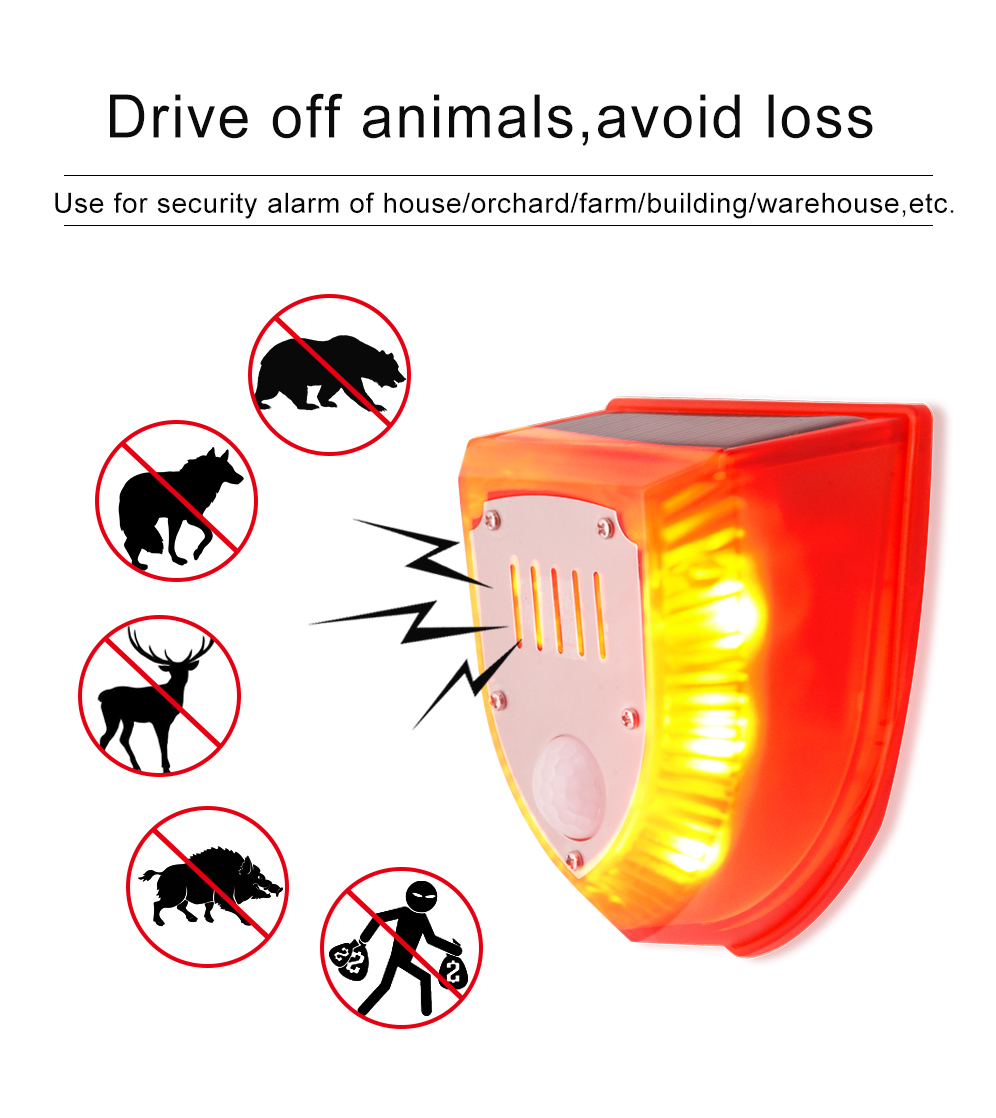 Solar Alarm Light Magnetic Pull Wire Alarm No False Alarm Farm Orchard Anti-Theft Wild Boar Animal Driver — image 3