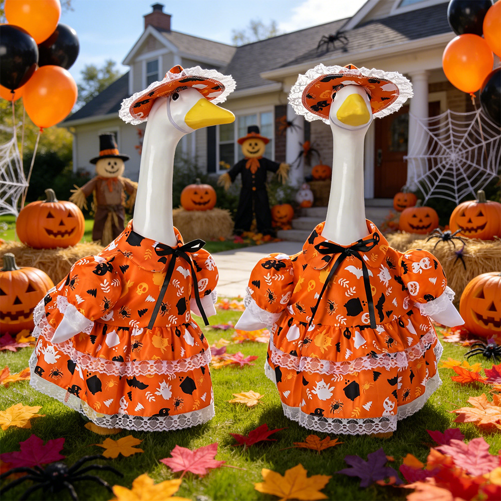 Halloween Porch Goose Costume, White Goose Outfit with Hat Set, Yard Decoration — image 2