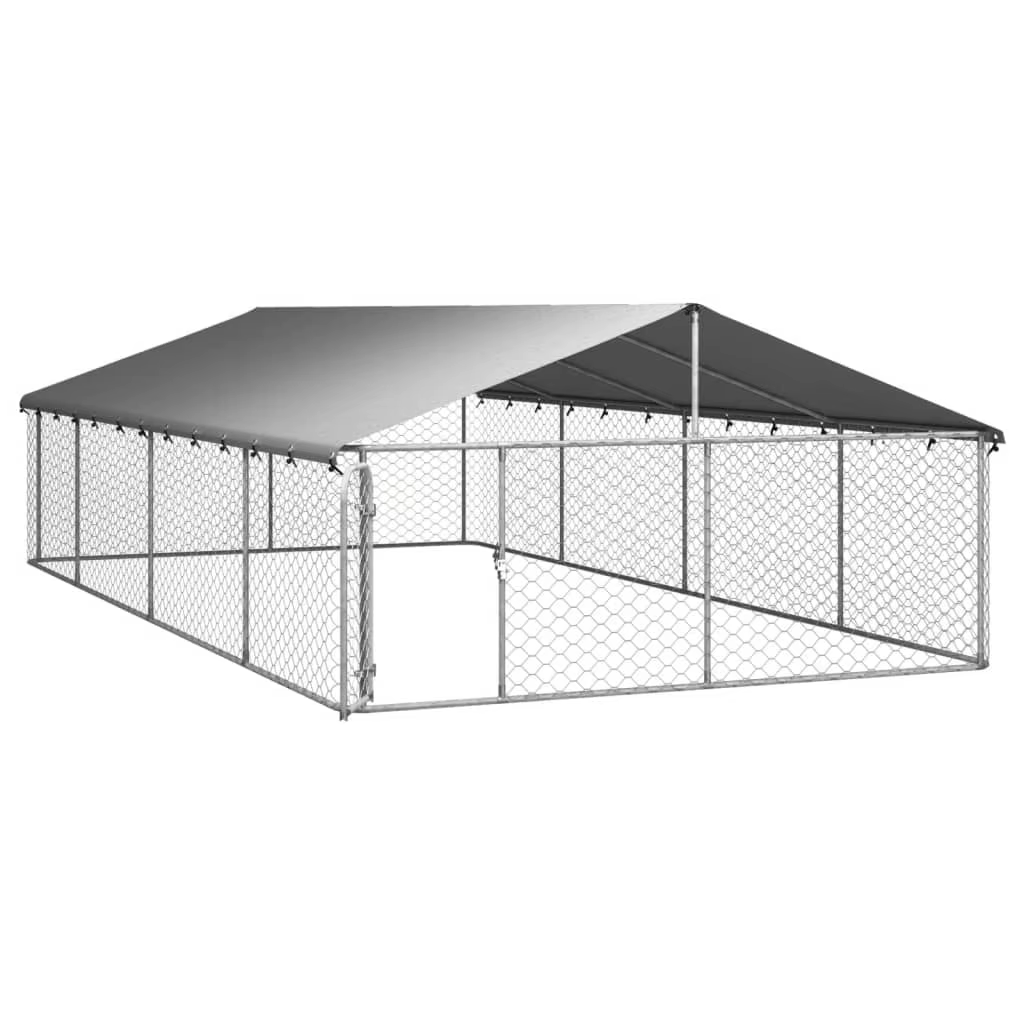 Cubo de Jardín con Techo 600x300x150 cm / 100x100x150 cm / 200x100x150 cm Cubos y Vallas para Perros Acero Galvanizado Granja — imagen 4