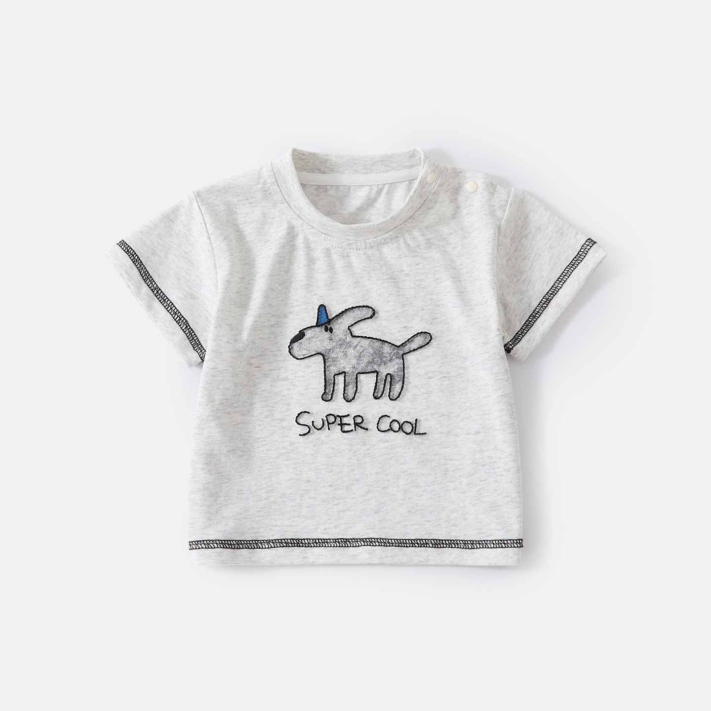Cartoon Dog Embroidered Short Sleeve Top and Casual Breathable Denim Pants Two-Piece Set for Baby Boys — image 7