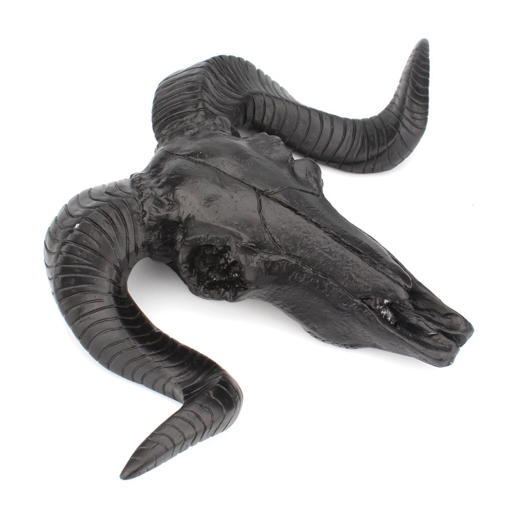 Simple black sheep horn wall hanging ornament — image 3