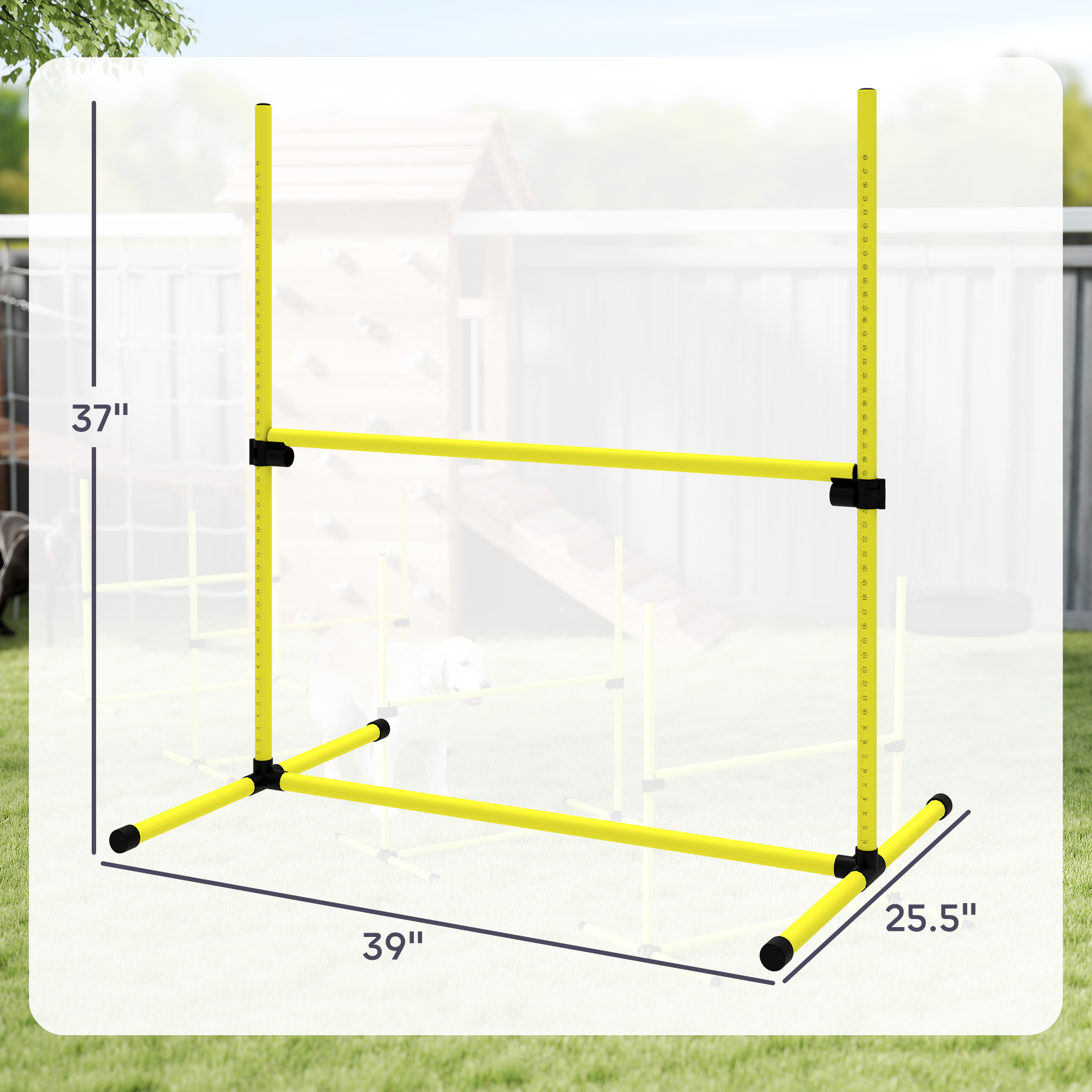 Set de Agilidad para Perros de 4 Piezas con Barras de Salto de Altura Ajustable, Bolsa de Transporte, Barra Superior Desmontable, Amarillo — imagen 7