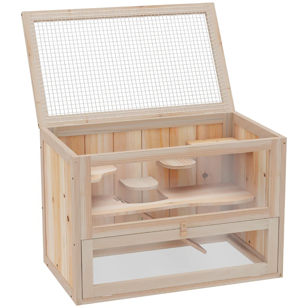 2-Level Hamster Cage Mice And Rat House, With Openable Top, Front Door, Shelf And Ladder For Hamsters, Mice And Other Small Rodents Ramps — image 12