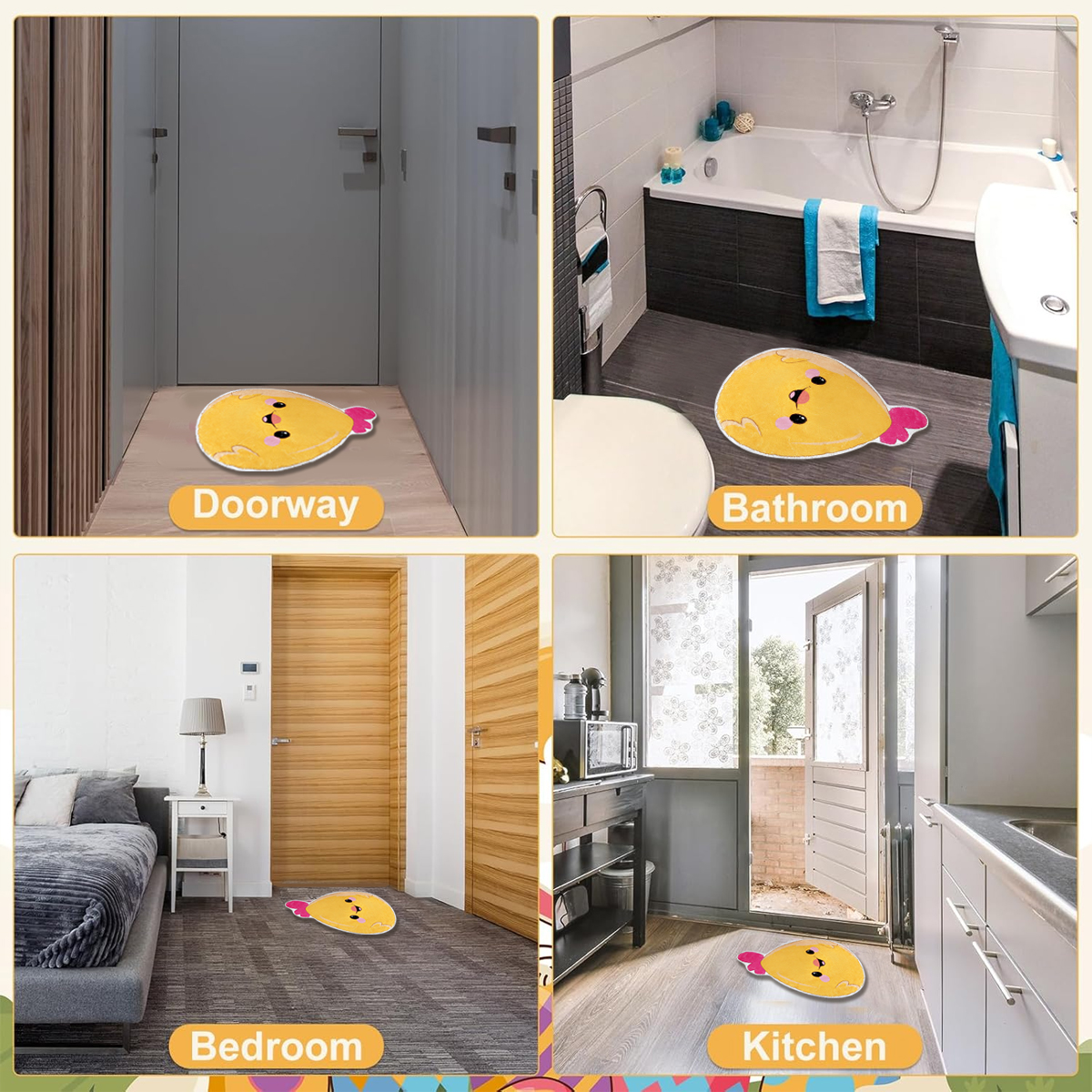 Manta de Baño para Pollos 24x15 Pulgadas Bienvenida Primavera Alfombrita Corte Non-Slip Lavable para Baño, Dormitorio o Salón Decoración de Baño para Pascua Día de la Madre Fiesta Cumpleaños Regalo — imagen 10