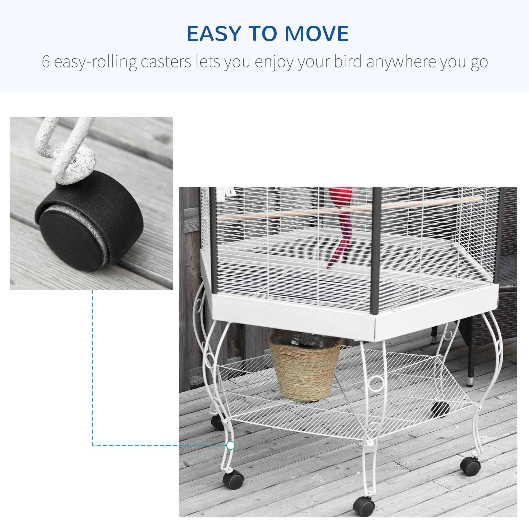 Cage de Aves Voladoras Portátil Hexagonal con Techo Cubierto y Almacenamiento para 77 pulgadas — imagen 6