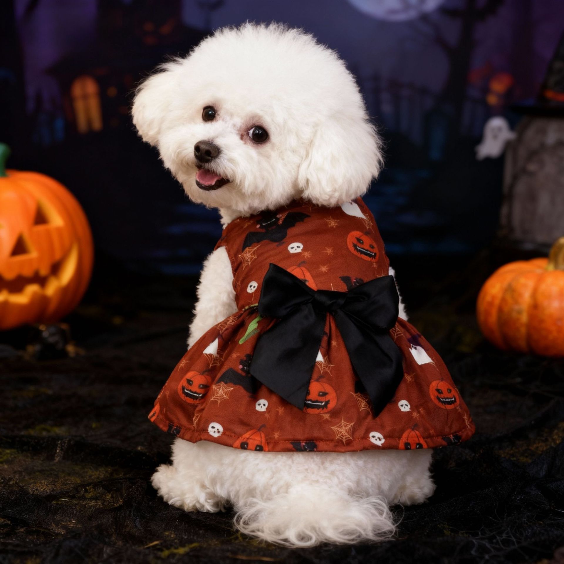 Pet Halloween Costume Dog Clothes Pumpkin Dress Bat Dress Festival Bat Outfit for Dogs — image 4