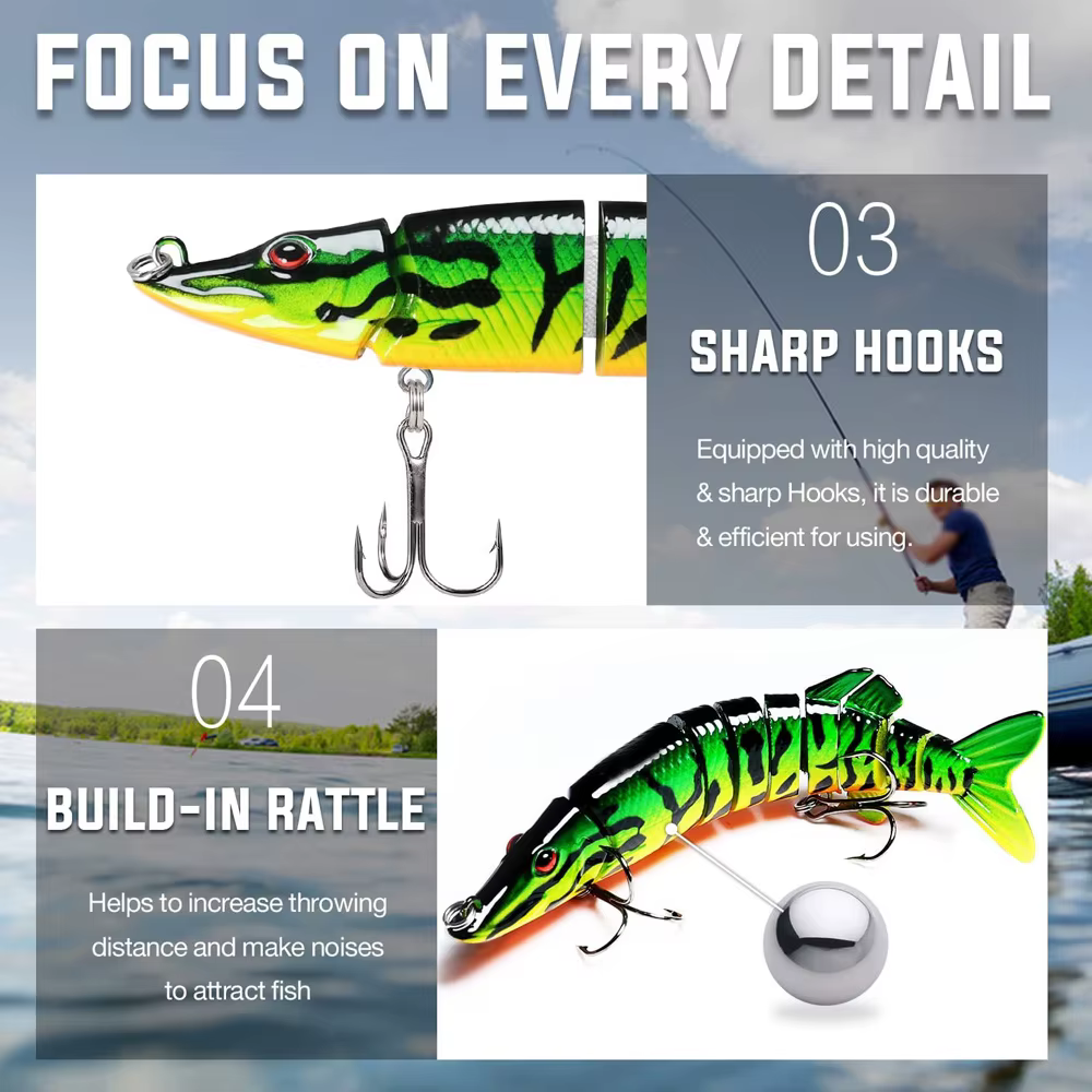 ANFS Fishing Lures for Bass Trout Multi Jointed Swimbaits Slow Sinking Bionic Swimming Lures Bass Freshwater Saltwater Bass — image 6