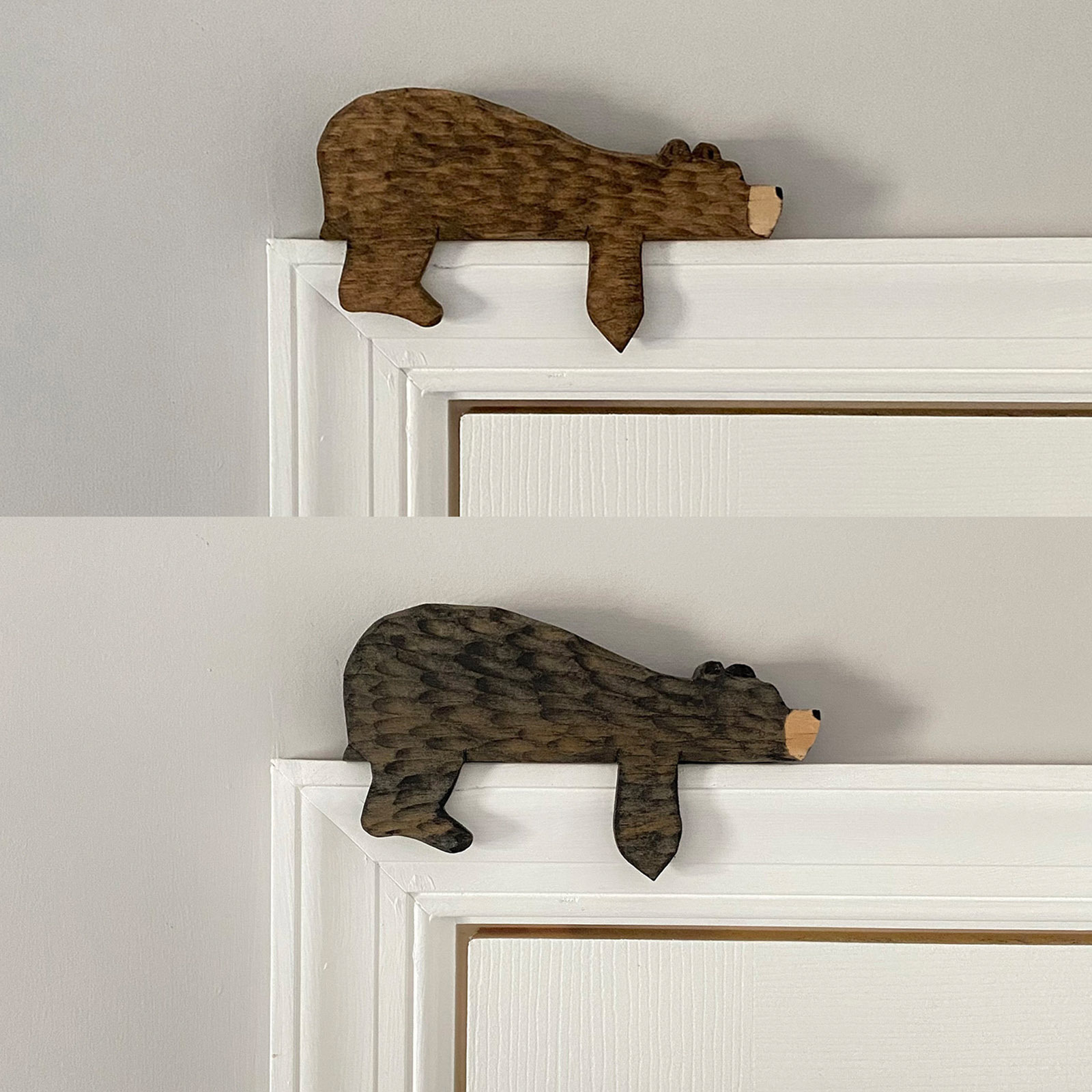 Interesting animal brown bear room door top wooden decoration home creative door frame decoration ornaments — image 7